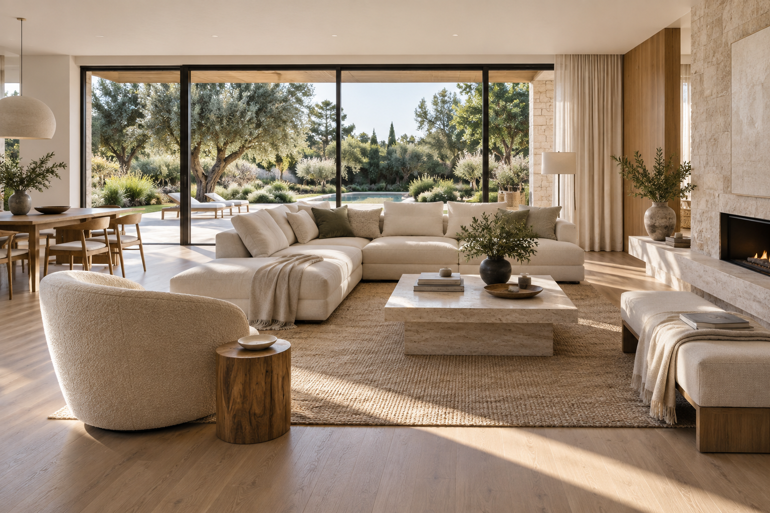 Salón de lujo moderno con decoración nórdica